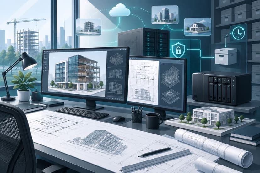 Architecture firm IT desk with storage