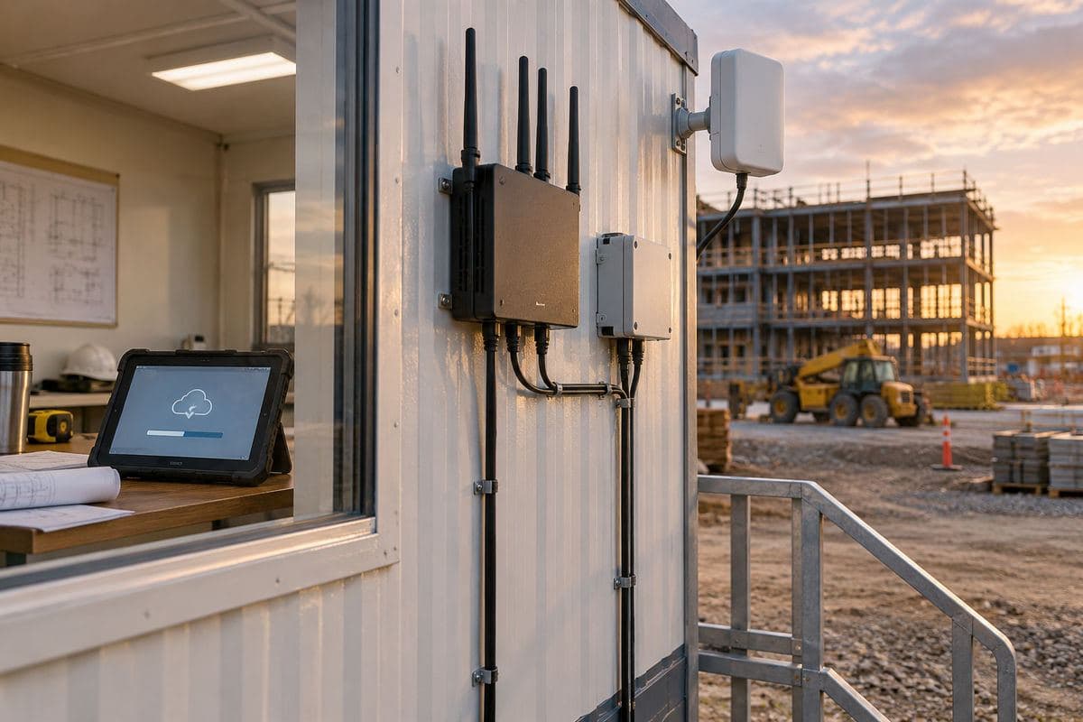 Trailer antenna router beaming WiFi