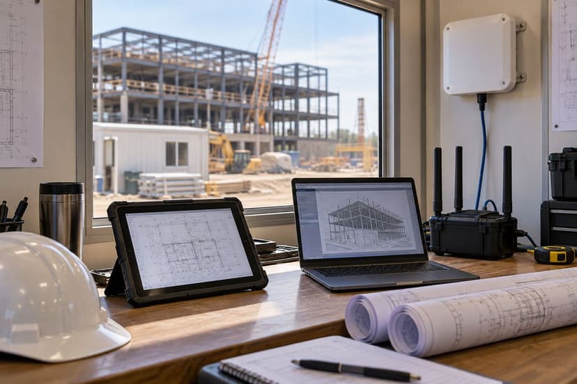 Construction site tablets and router