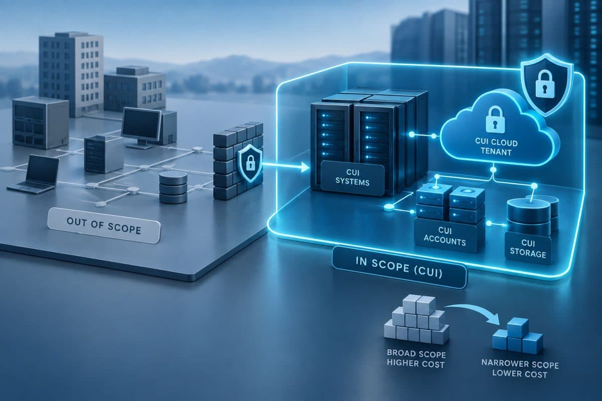 CUI scoping enclave versus out-of-scope systems