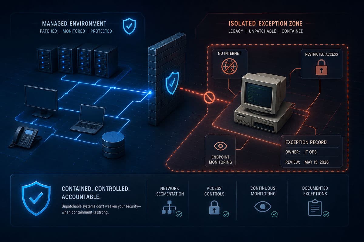 Isolated legacy system exception zone