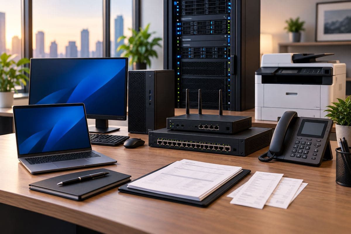 Equipment invoice on office desk