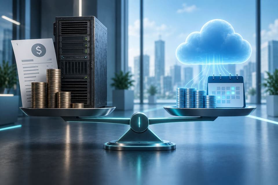 Balance scale server cost versus cloud
