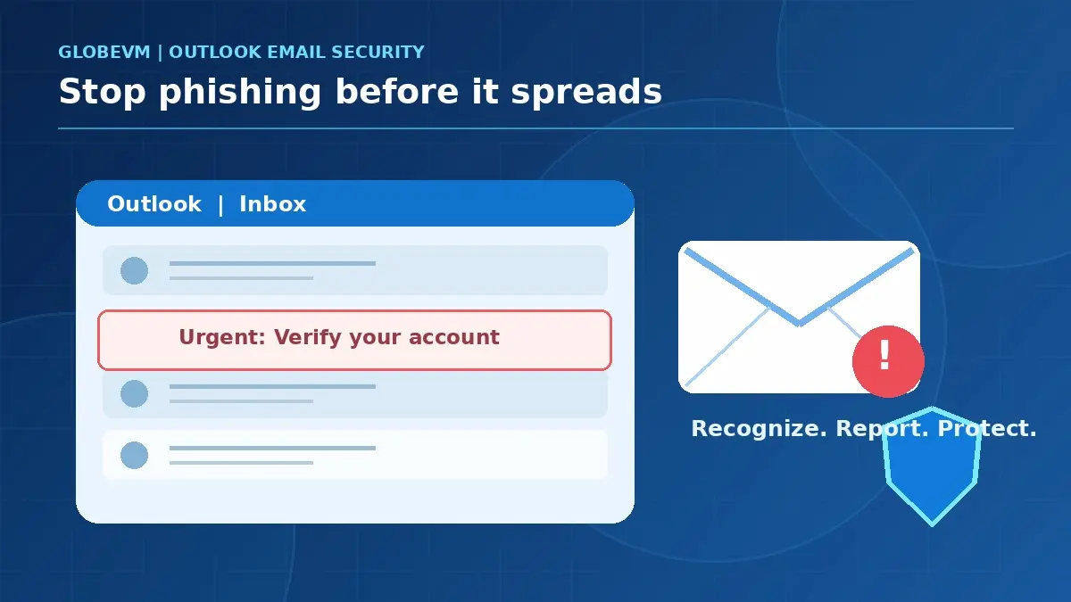 Outlook phishing email security warning illustration