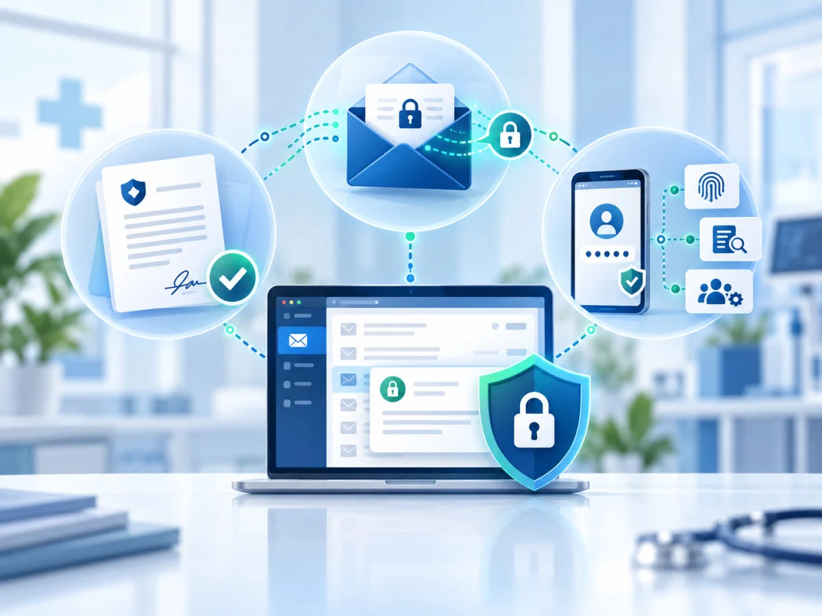 BAA, encryption, and MFA email layers