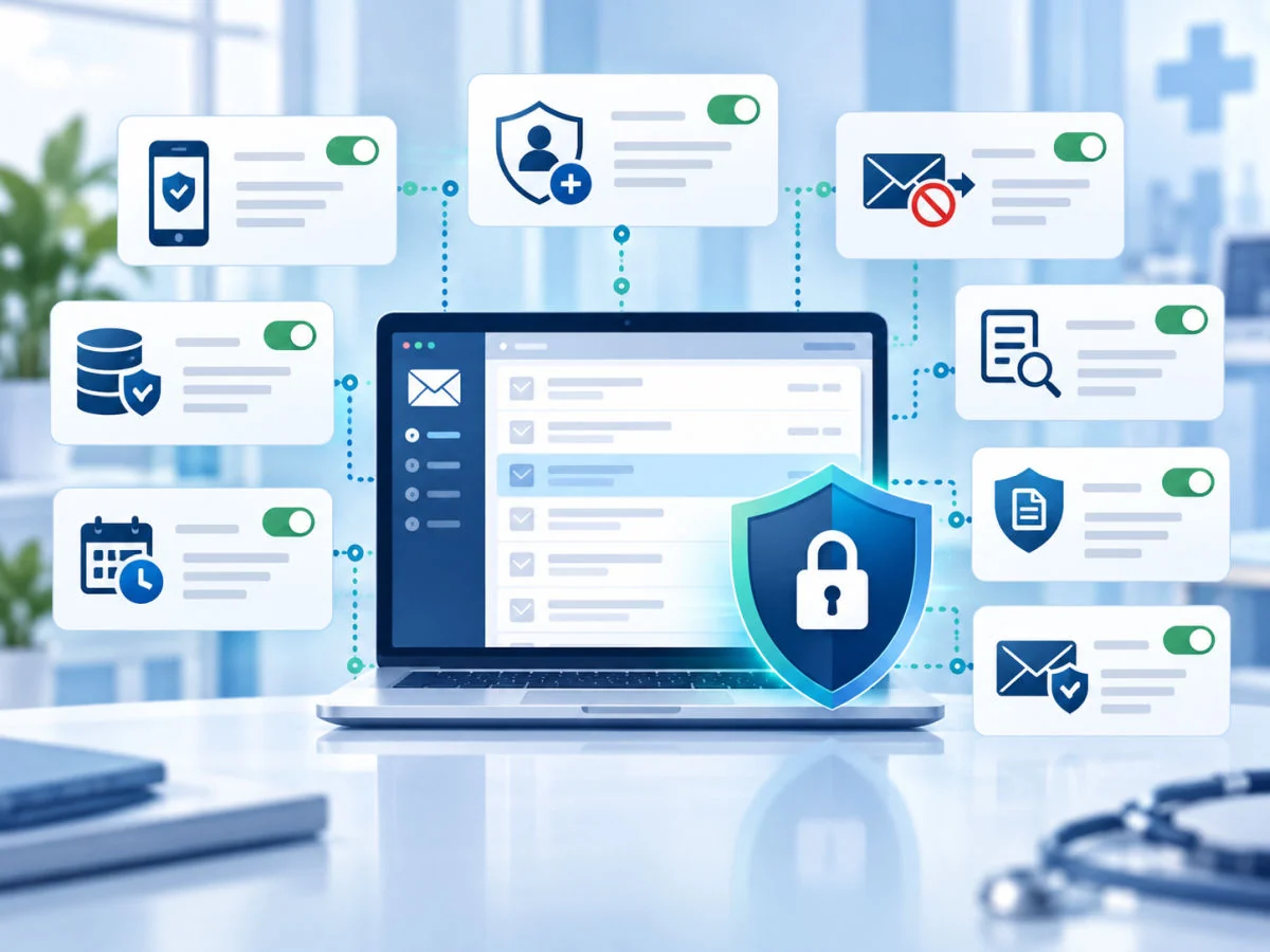 Email security settings for patient data