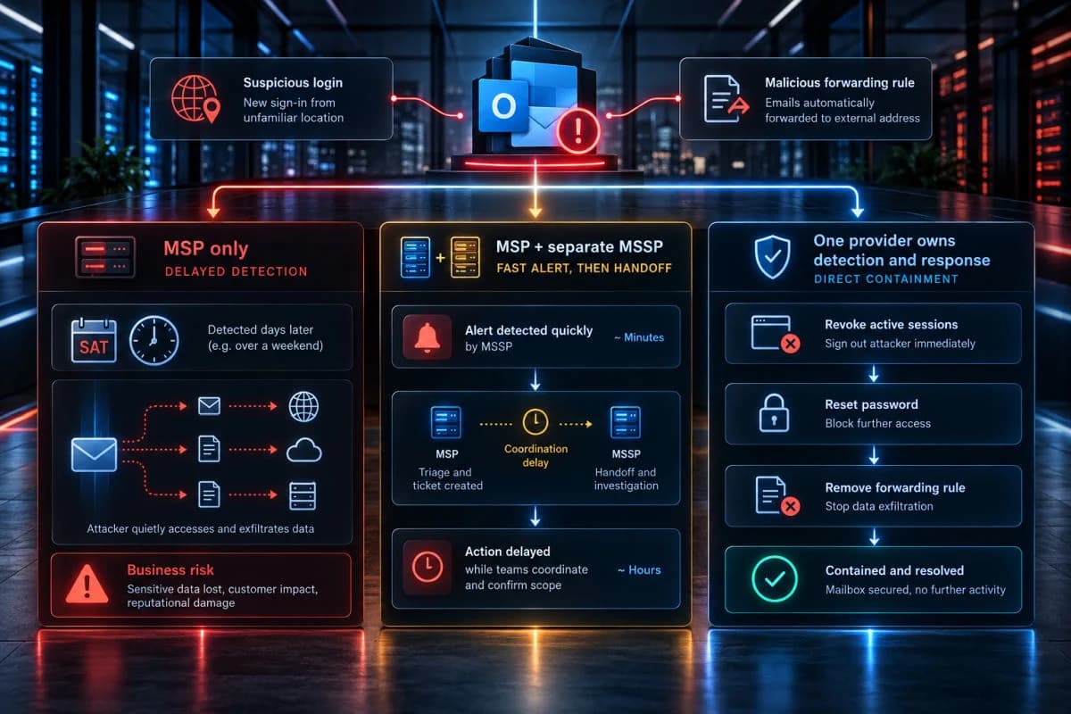 One compromised mailbox, three response paths