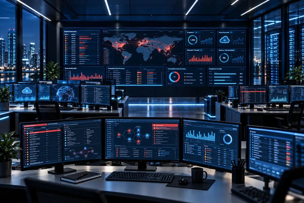 Security operations center monitoring dashboards